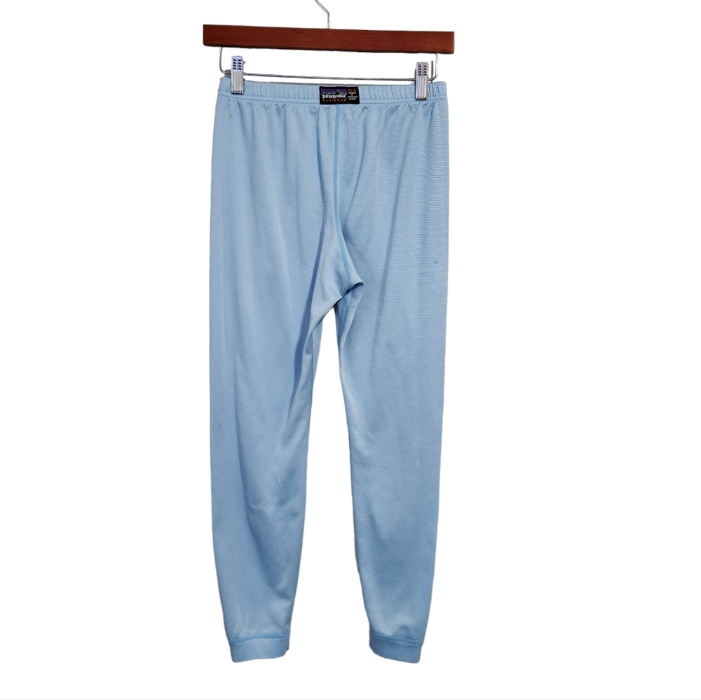 PATAGONIA x VINTAGE Capilene base layer pants leggings in light blue kids XL